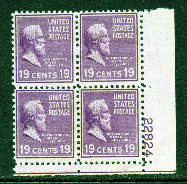 U.S. Scott 824 19-Cent Prexie/Prexy MNH Electric Eye Plate Block 