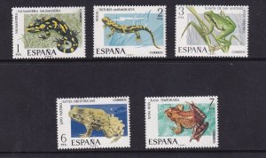 Spain  #1897-1901  MNH  1975  salamander toad frog newt