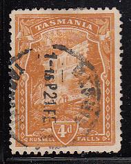 Tasmania 1905-1908 used Sc 106 4p Russell Falls Variety Lower right corner break