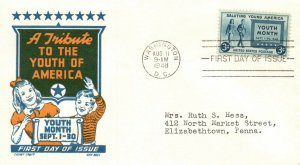 SC# 964 FDC American Youth Month on Cachet - Typed Address - Single - F595