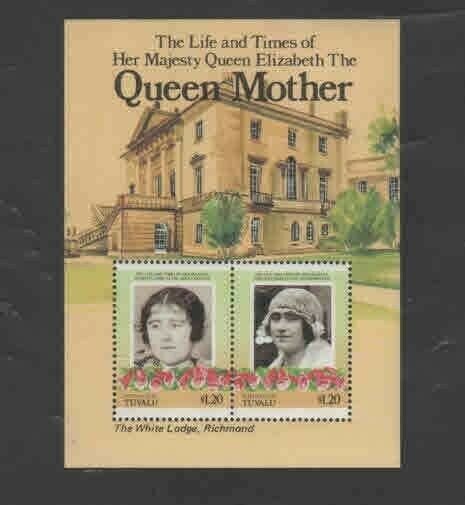 TUVALU-NUKULAELAE #51 1985 QUEEN MOTHER 85TH BIRTH MINT VF NH O.G S/S bbx