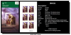 CANADA # BK416 - MNH - Christmas - The Nativity Scene (2009) 6 x $1.65