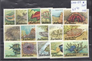 1985 Barbados Sc #640-59 Fish & Marine Life - Full set of stamps MH Cv$65.60