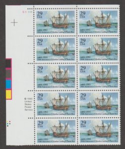 U.S. Scott #2805 Columbus in Puerto Rico Stamps - Mint NH Plate Block of 10