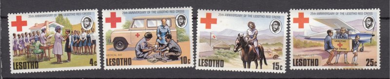 J27492 1976 lesotho set mh #195-8 red cross