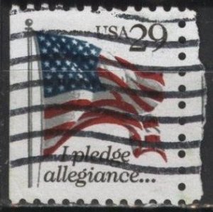 US 2593 (used) 29¢ flag; I pledge allegiance (black “USA 29”) (1992)