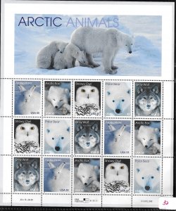 US #3288-3292 1999 ARCTIC ANIMALS PANE OF 15 33C STAMPS- MINT NEVER HINGED