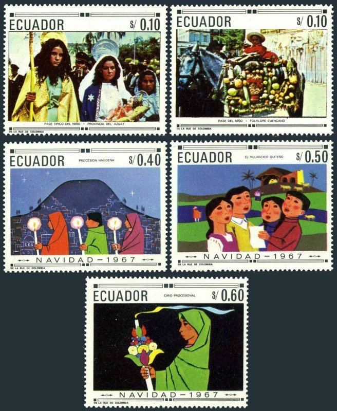 Ecuador 765-765D,MNH.Michel 1392-1396. Christmas 1967.Native Christian Art.