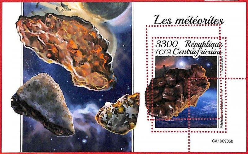 A1630 - CENTRAL AFRICAN  - ERROR: MISSPERF S/S - 2019  Space METEORITES Astro