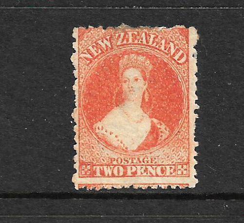 NEW ZEALAND 1871  2d  ORANGE FFQ  MNG  P12 1/2 CP A2S3   SG 133 CHALON