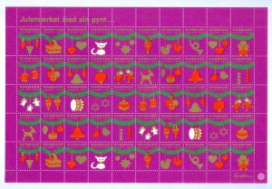 Denmark.1977. 10 Sheet Christmas Seal, Unfold .Deco. Cat,Birds,Star.4 Side Perf. 