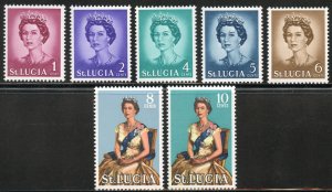 St. Lucia Scott 182-188 MVFNHOG - Queen Elizabeth II Short Set - SCV $4.70