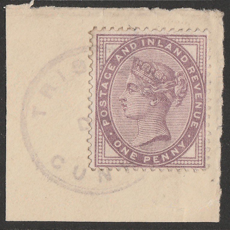 TRISTAN DA CUNHA : 1908 Precursor use of GB QV 1d lilac. RARE!