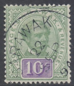 Sarawak Scott 15 - SG15, 1888 Postage & Revenue 10c used