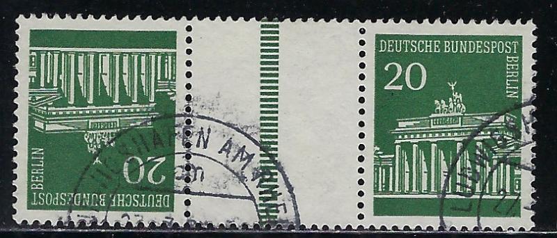 Germany Berlin Scott # 9N252 (2) + label, used, tete beche, Mi # KZ4