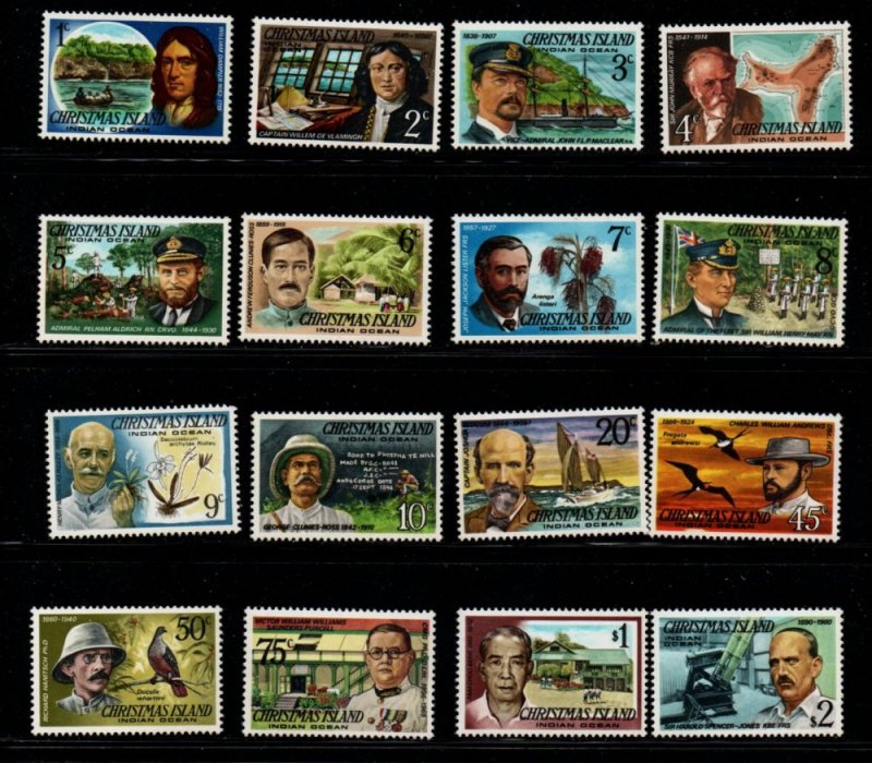 Christmas Island Sc 69-84 1977 Famous Men stamp set mint NH