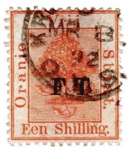 (I.B) Orange Free State Telegraphs : 1/- Orange (setting 3) F T Error