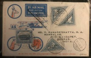 1932 Windhoek South West Africa First Flight Cover FFC To Mandaras India Sc #81