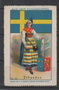 Aecht Brand World Flags & Costumes Collection Stamp No. 25 Sweden MNG   -AL