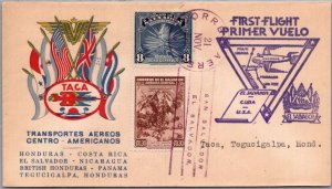 EL SALVADOR 1946 POSTAL CACHET TACA FIRST FLIGHT AIRMAIL COVER ADDR HONDURAS