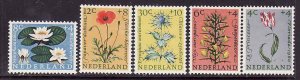 Netherlands-Sc#B343-7- id5-unused hinged semi-postal set-Flowers-1960-