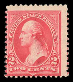 US Sc 267 Mint NO GUM - 1895 2¢ Washington, Type III, Double Line Wmk