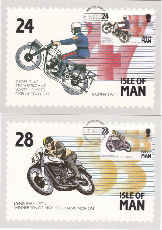 Isle of Man # 562-566, Motorcycle Racing, Maxi Cards, First Day Cancels