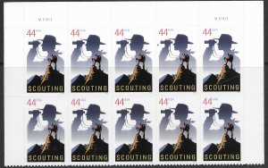 US #4472  MNH Plate block of 10.  Scouting.  Boy Scouts of America.  Very nice.