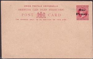 BERMUDA QV ONE PENNY on 1½d postcard fine unused....................35406