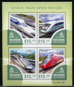 SOLOMON ISLANDS 2015 WORLD TRAIN SPEED RECORD SHEET MINT NH