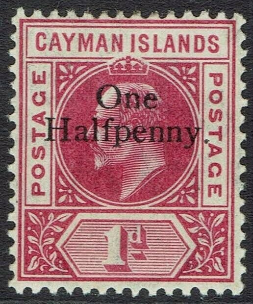 CAYMAN ISLANDS 1907 KEVII ONE HALFPENNY ON 1D 