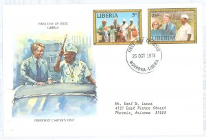 Liberia 817-18 1978 President Carter's visit, addressed, Postal Commerative Society FDC