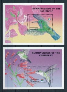 [105812] Dominica 1992 Birds vögel oiseaux hummingbird mango 2 Souv. Sheets MNH