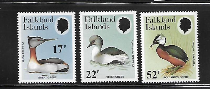 FALKLAND ISLANDS, 408-410, MNH, GREAT GREBE