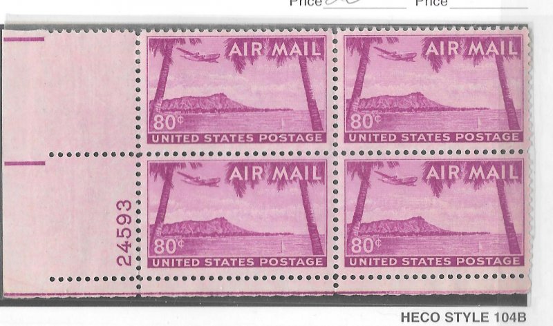 Sc# C46 Hawaii Airmail Plate Block   MNH