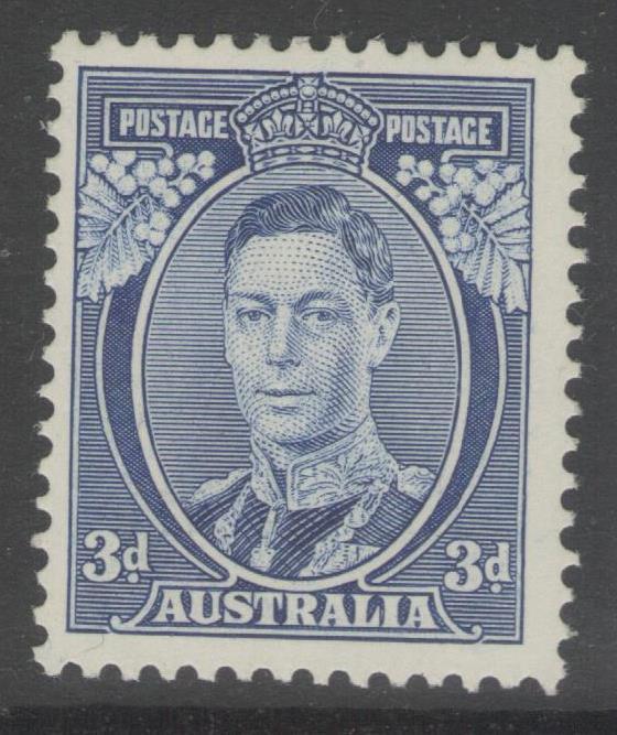 AUSTRALIA SG168b 1937 3d BLUE DIE Ia MTD MINT