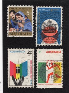 Australia 1965-68 Group of 4 Commemoratives, Scott 393, 423-424, 442 used