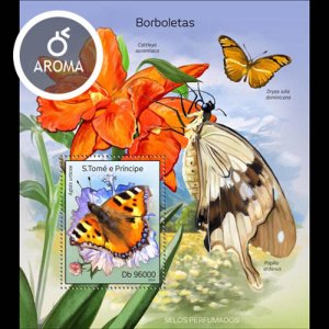 St Thomas - 2014 Butterflies Scented  Stamp Souvenir Sheet ST14303b