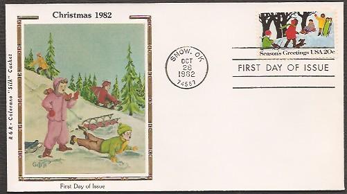 #2027 U/A COLORANO SILK FDC  Children & Sleds