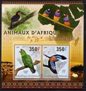 DJIBUTI - 2013 - Animals of Africa,  Birds #2 - Perf 2v Sheet-Mint Never Hinged