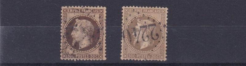 FRANCE  1863-70 SG116 +117 30C BRN & DEEP BRN  USED C£84 - 1 HAS SMALL THIN     