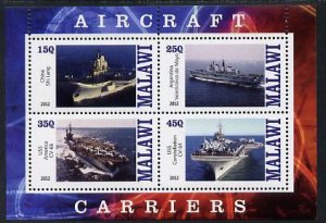 MALAWI - 2012 - Aircraft Carriers #5 - Perf 4v Sheet - MNH - Private Issue