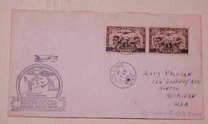 CANADA FLIGHTS #C3 x2 cat.$32.00 COLLINS B/S PICKLE CROW 1935 FEB 22