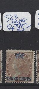 MALAYA STRAITS SETTLEMENTS (P1111B) ON INDIA QV   3C/1A  SG 3  MNG