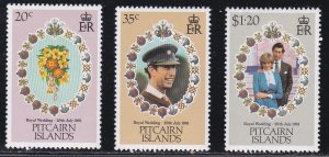 Pitcairn Islands # 206-208, Royal Wedding, NH, 1/2 Cat.