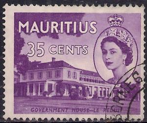Mauritius 1953 - 58 QE2 35ct Reddish Violet SG 301 ( M1431 ) 