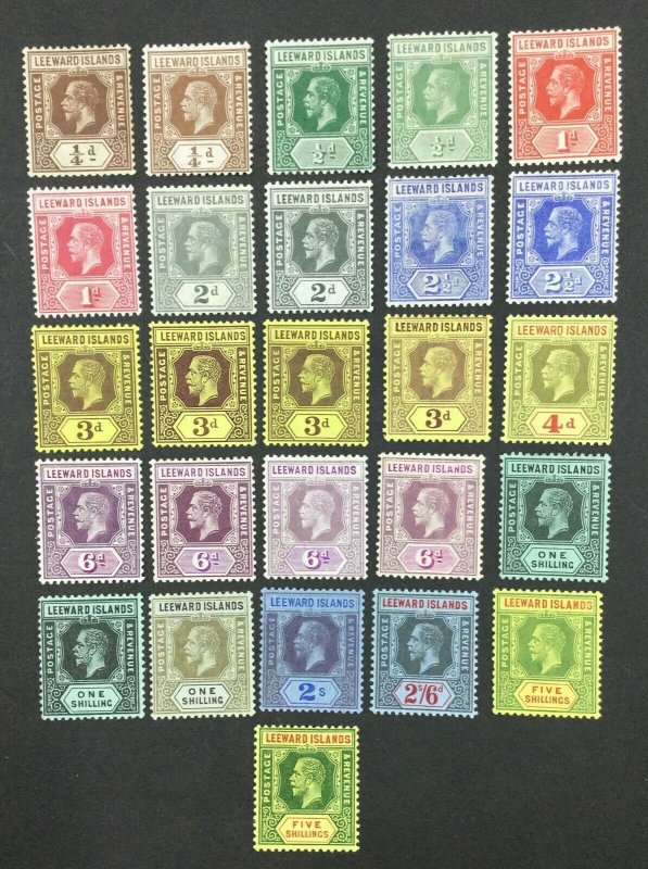 MOMEN: LEEWARD ISLANDS SG #46-57,51a 1912-22 MINT OG LH £415+ LOT #61671