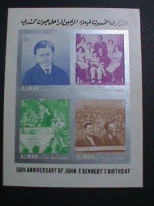 AJMAN-1964-SC#23-26 50TH ANNIV: BIRTHDAY-JOHN F. KENNEDY IMPERF: MNH S/S RARE