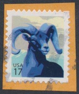 USA Sc# 4138  Used SA on piece Bighorn Sheep 2007 see details / scan