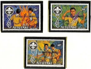 BOY SCOUTS AITUTAKI SCOTT #284-87 OVPT STAMP SET & SOUVENIR SHEET MNH VF 1983